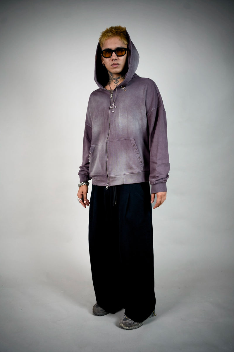 Vesper Faded Purple Zip Hoodie – Washed Oversized Hoodie | Ghetto