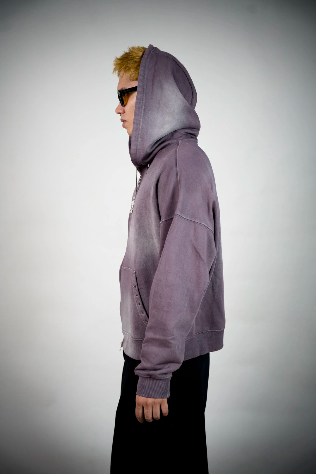 Vesper Faded Purple Zip Hoodie – Washed Oversized Hoodie | Ghetto