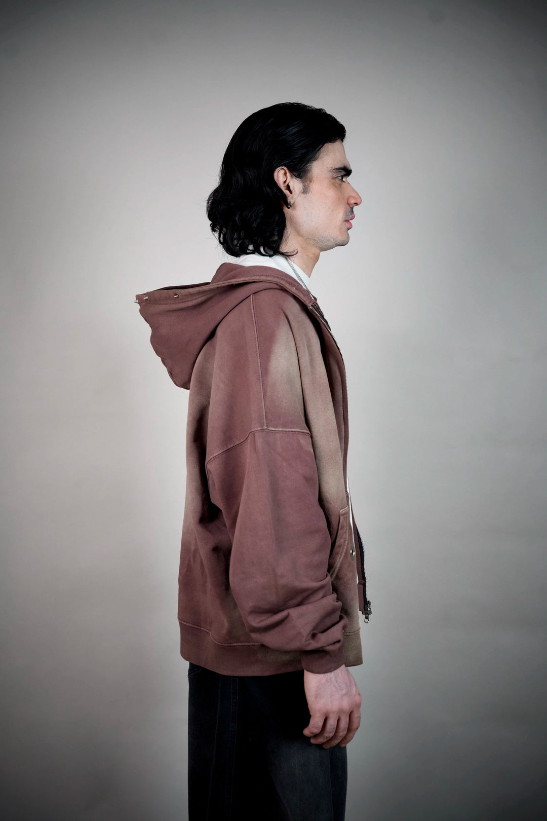 Relic Sun-Faded Brown Zip Hoodie – Eyelet Pocket Streetwear | Ghetto