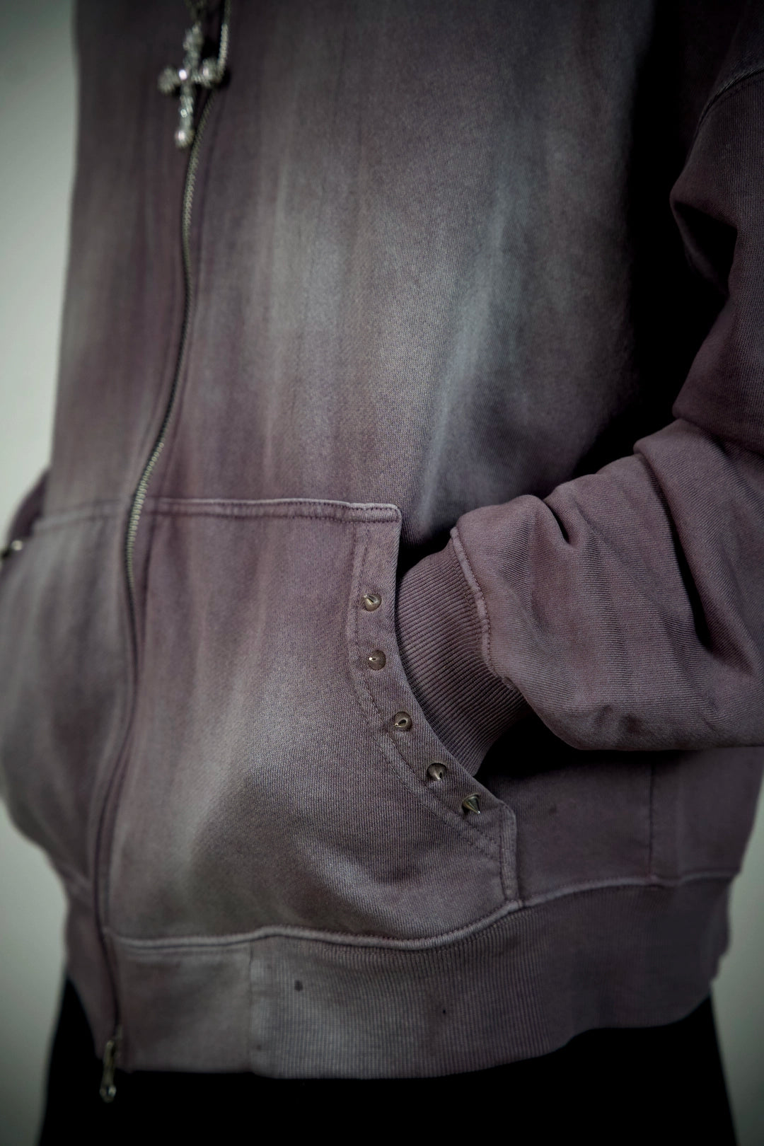 Vesper Faded Purple Zip Hoodie – Washed Oversized Hoodie | Ghetto