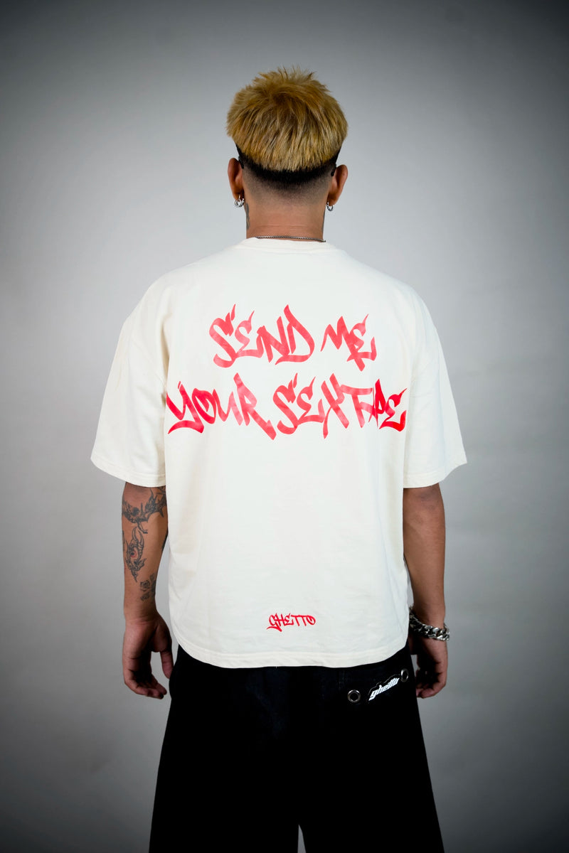 Cake Anime Graphic Tee – Cream Boxy Fit | Ghetto