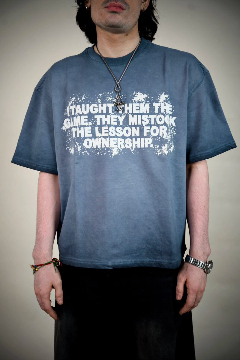 No Successors Slogan Tee – Washed Slate Blue | Ghetto