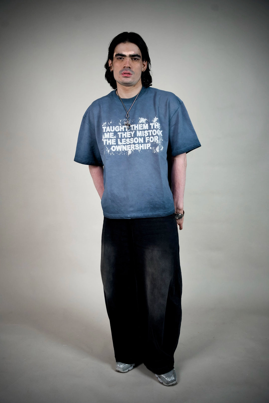No Successors Slogan Tee – Washed Slate Blue | Ghetto