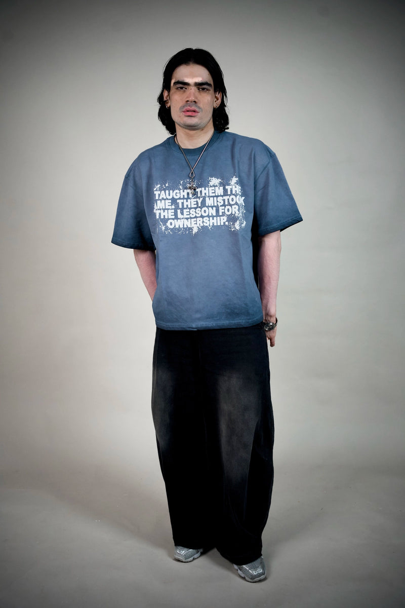 No Successors Slogan Tee – Washed Slate Blue | Ghetto