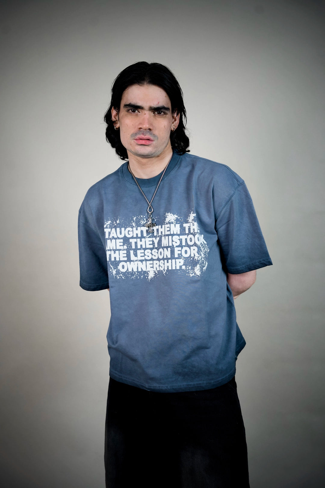 No Successors Slogan Tee – Washed Slate Blue | Ghetto