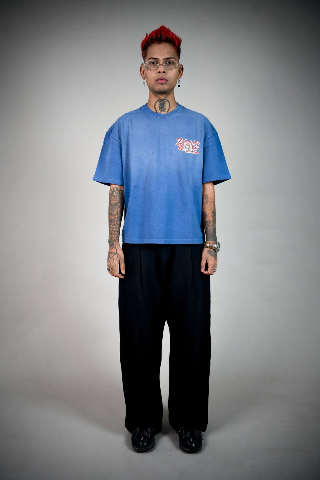 Tagger Graffiti Tee – Washed Blue Streetwear T-Shirt | Ghetto