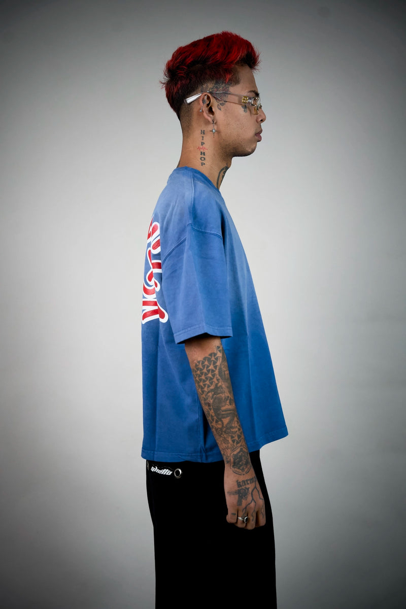 Tagger Graffiti Tee – Washed Blue Streetwear T-Shirt | Ghetto