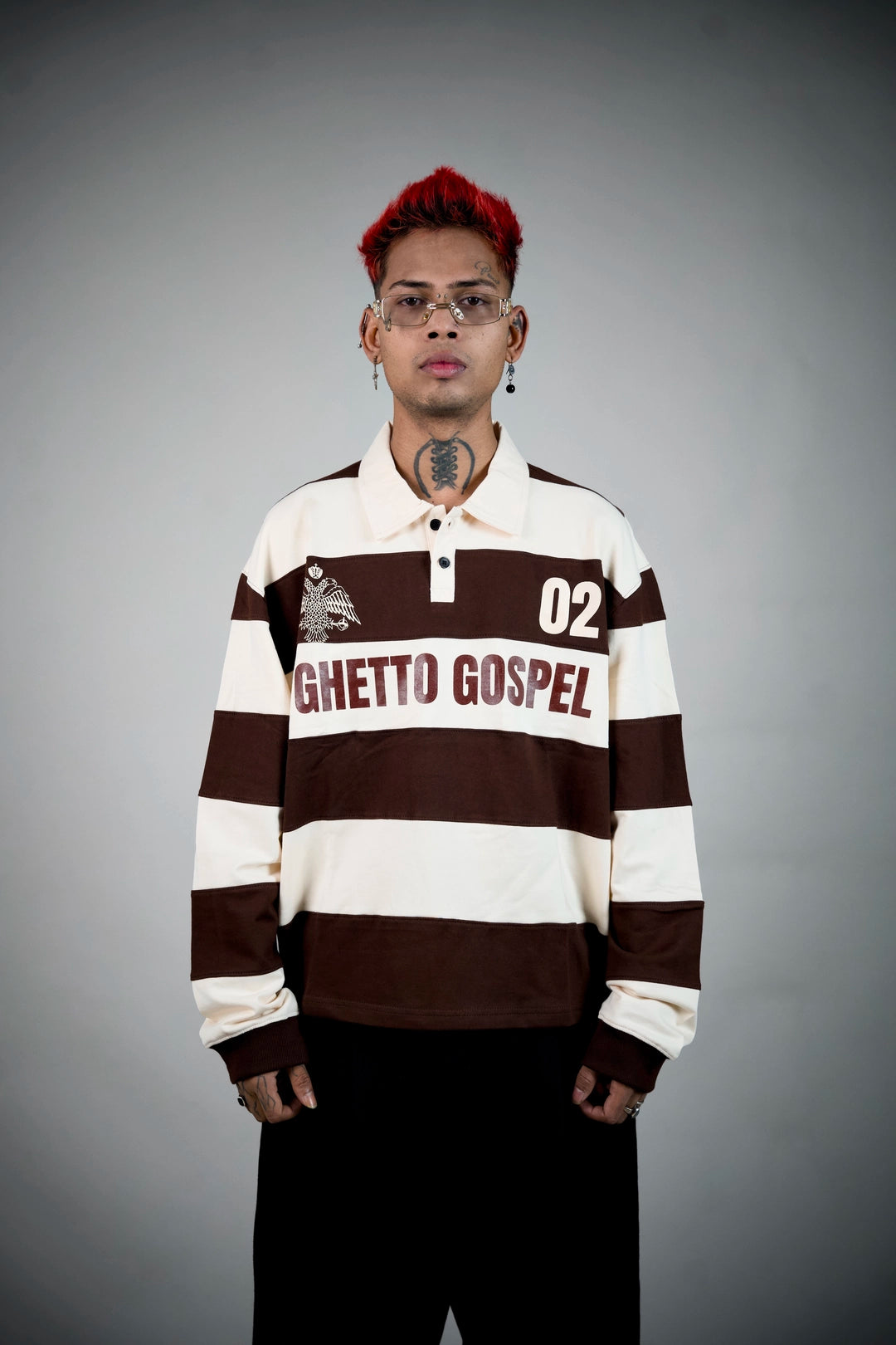 Ghetto League Striped Rugby Polo – Brown & Cream | Ghetto