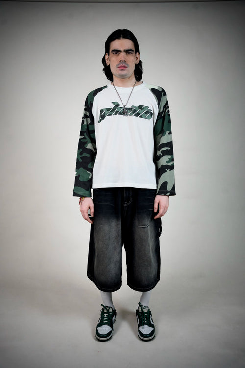 Ghetto’s Nature Camo Raglan Waffle Tee – Olive & White | Ghetto
