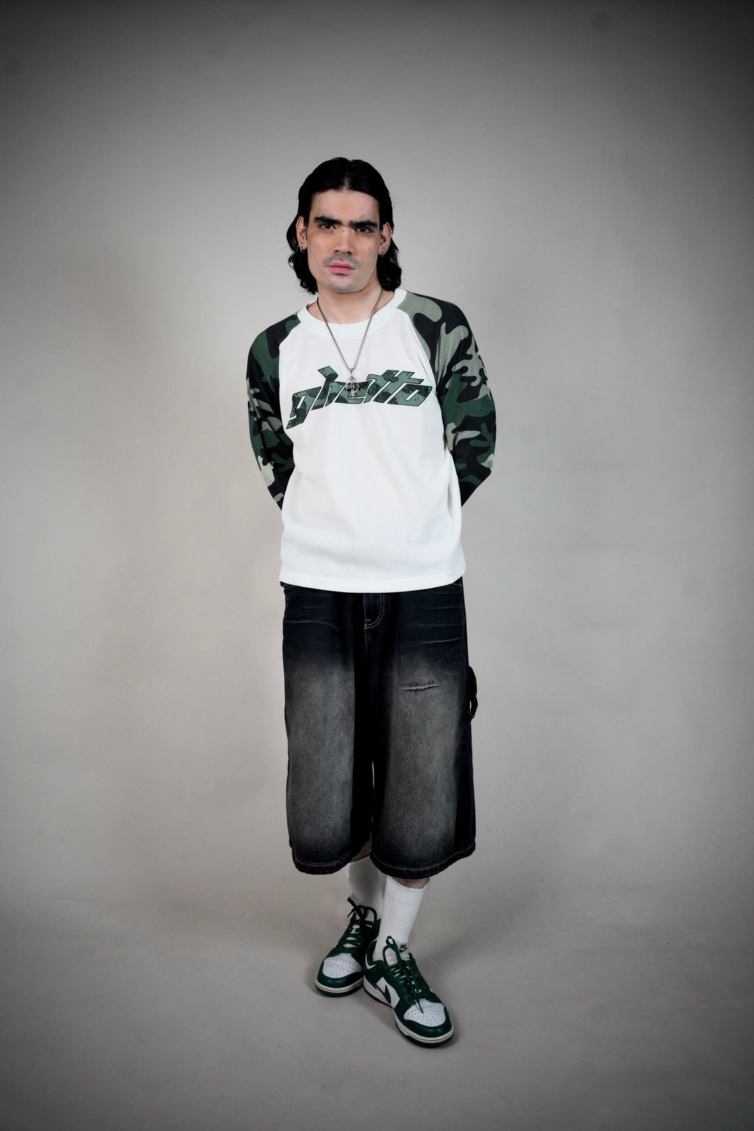 Ghetto’s Nature Camo Raglan Waffle Tee – Olive & White | Ghetto