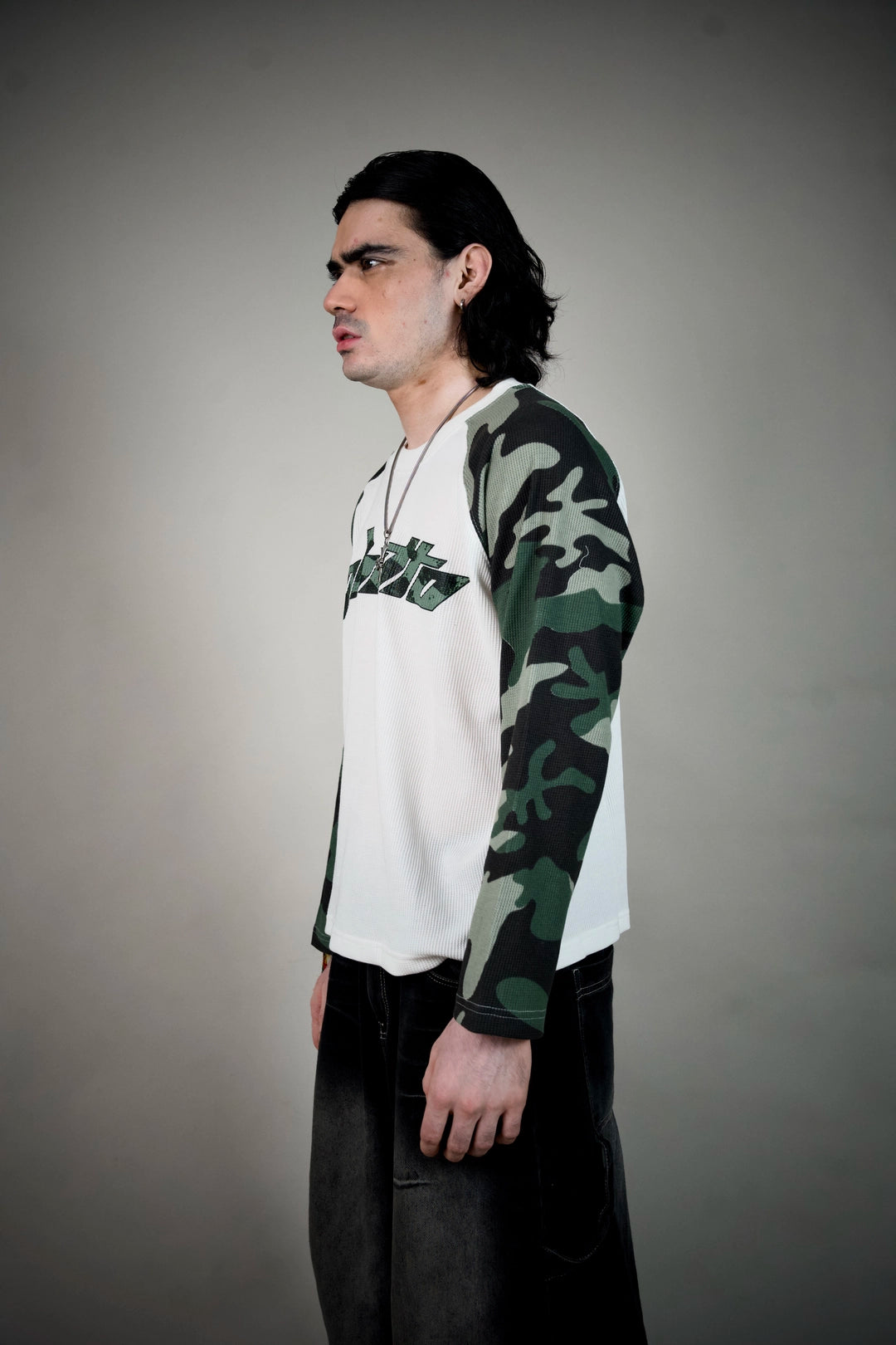 Ghetto’s Nature Camo Raglan Waffle Tee – Olive & White | Ghetto