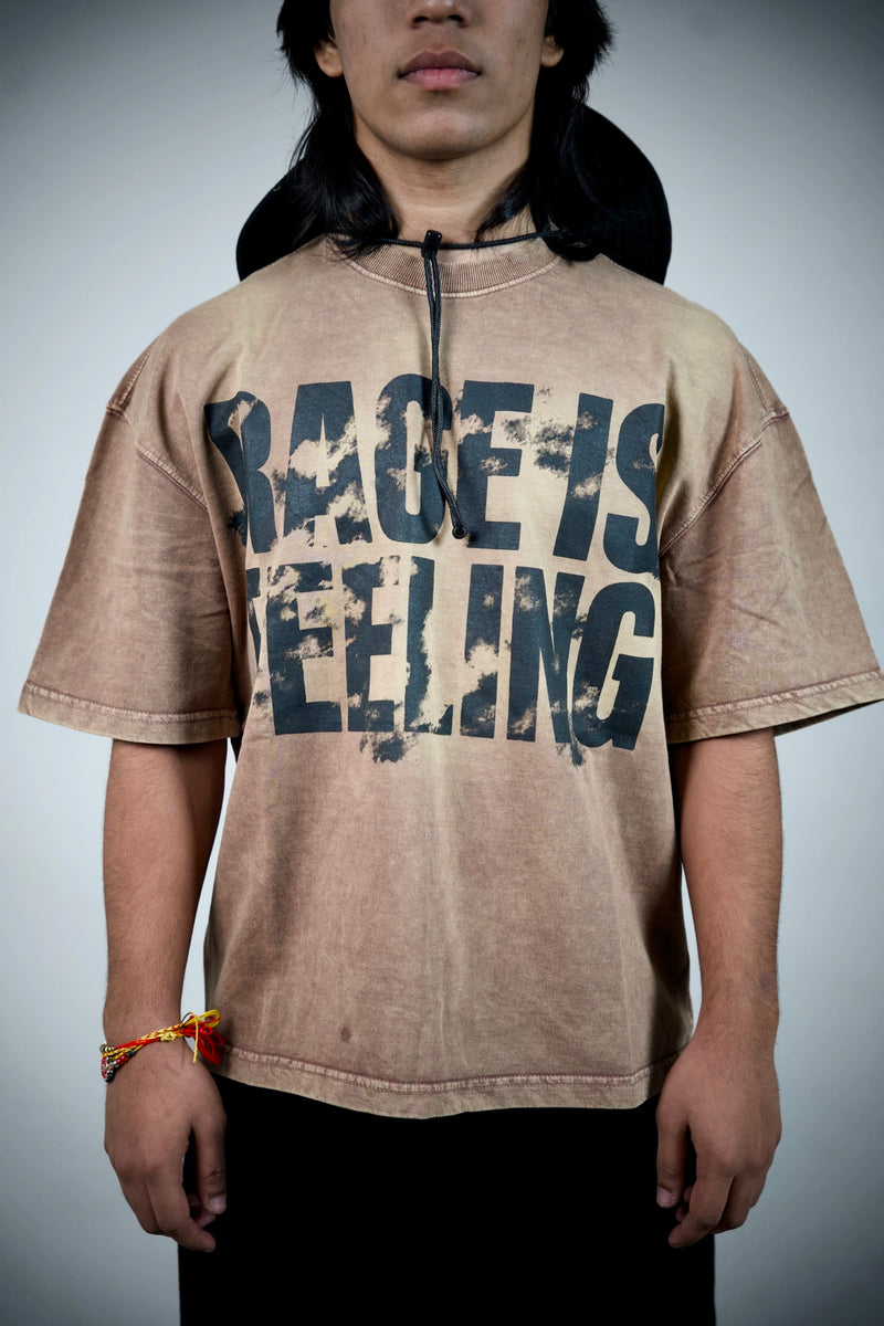 Faded Rage “Rage Is Feeling” Acid Wash Tee – Tan | Ghetto
