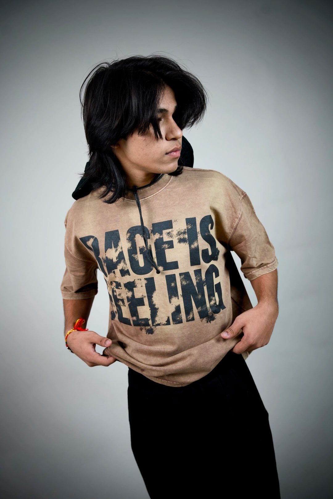 Faded Rage “Rage Is Feeling” Acid Wash Tee – Tan | Ghetto