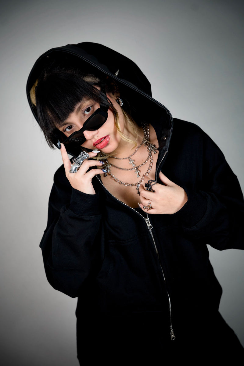 Last Rites Oversized Black Zip Hoodie – Hooded Streetwear | Ghetto